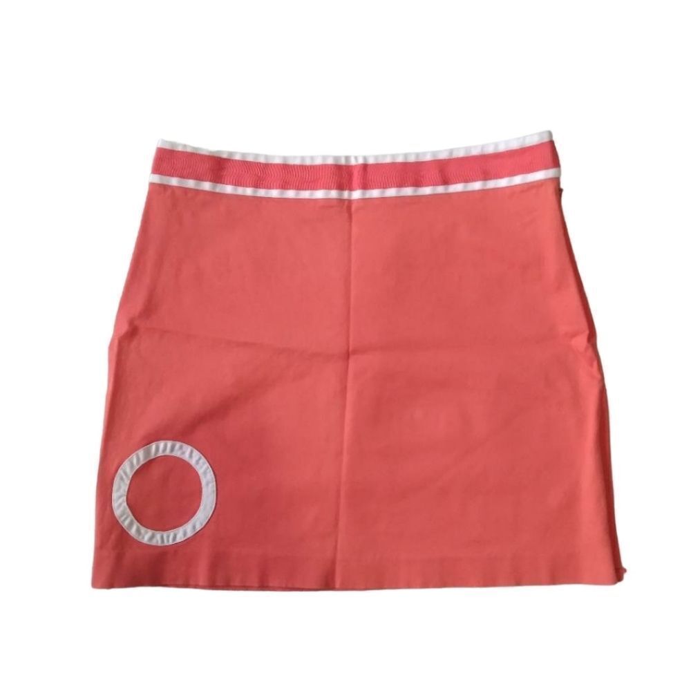 Birdie Peachy Orange White Accents Cotton Blend Retro Mini Golf Skirt Women's 8